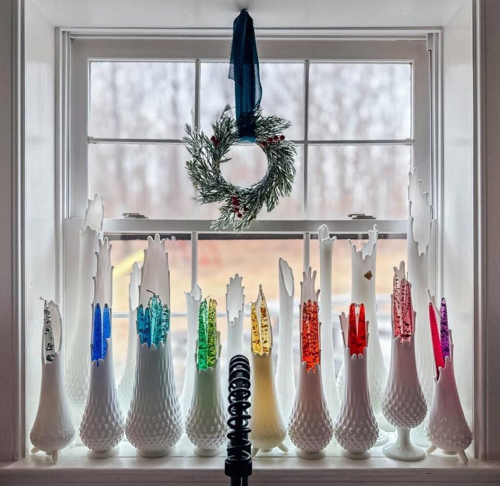 Rainbow Milk Glass Display